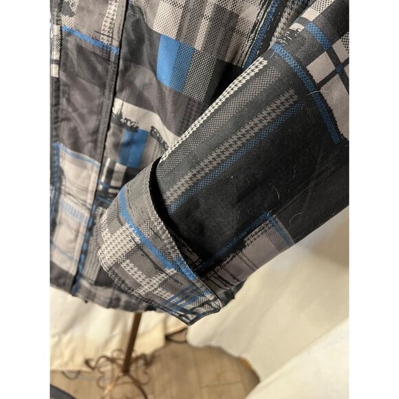 Tony, Hawk jacket medium plaid blue black hooded full-zip-pocket-under arm - Picture 9 of 16